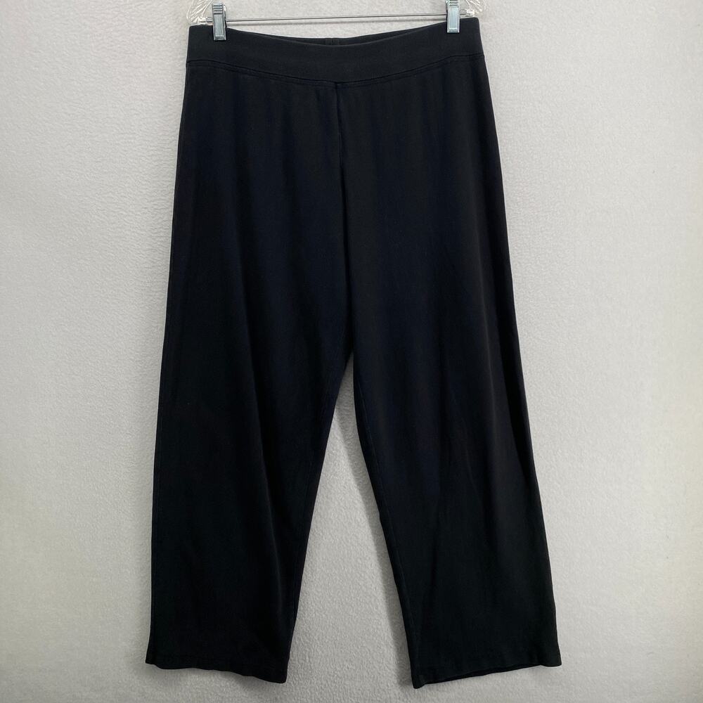 EILEEN FISHER Pants M Organic Cotton Heavy Brushed Jersey Full Length Black